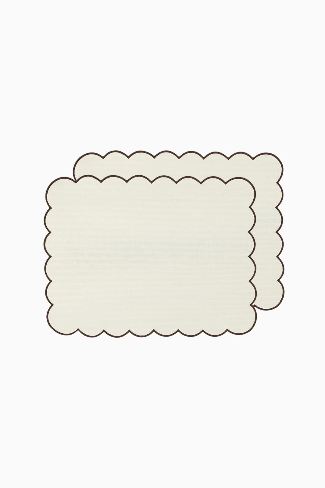 arkitaip Placemat Zero-Waste Scalloped Linen Placemats off-white/chocolate - Set of 2