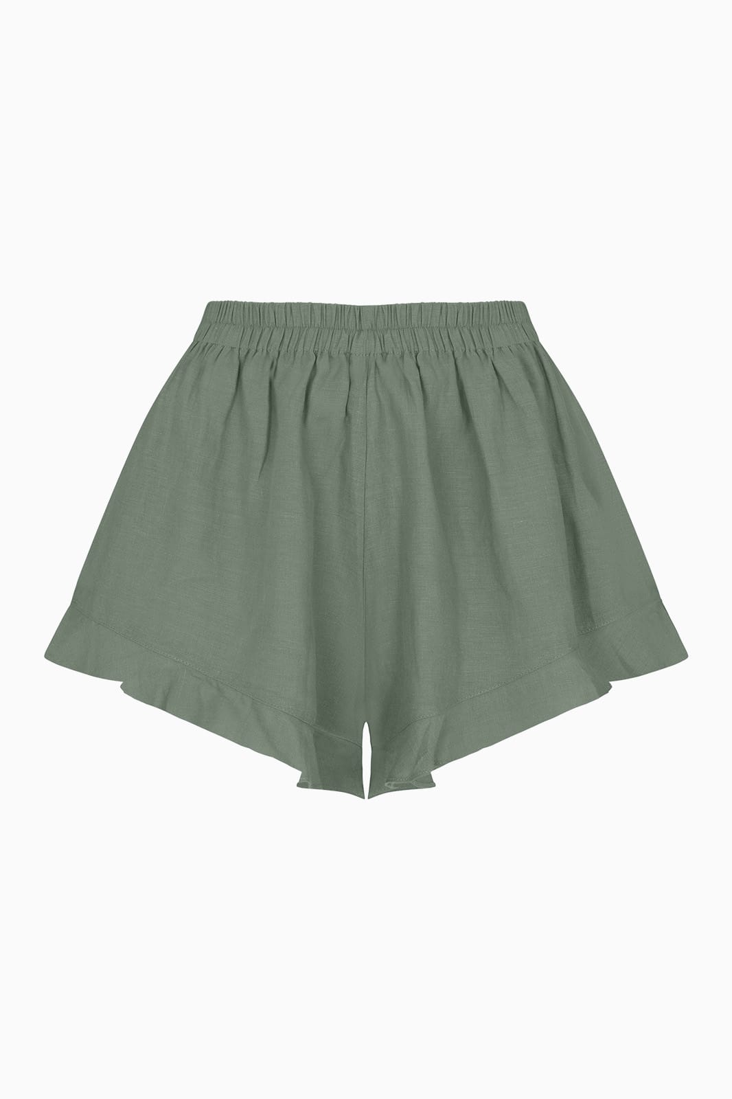 arkitaip Shorts The Paula Ruffled Shorts in olive green