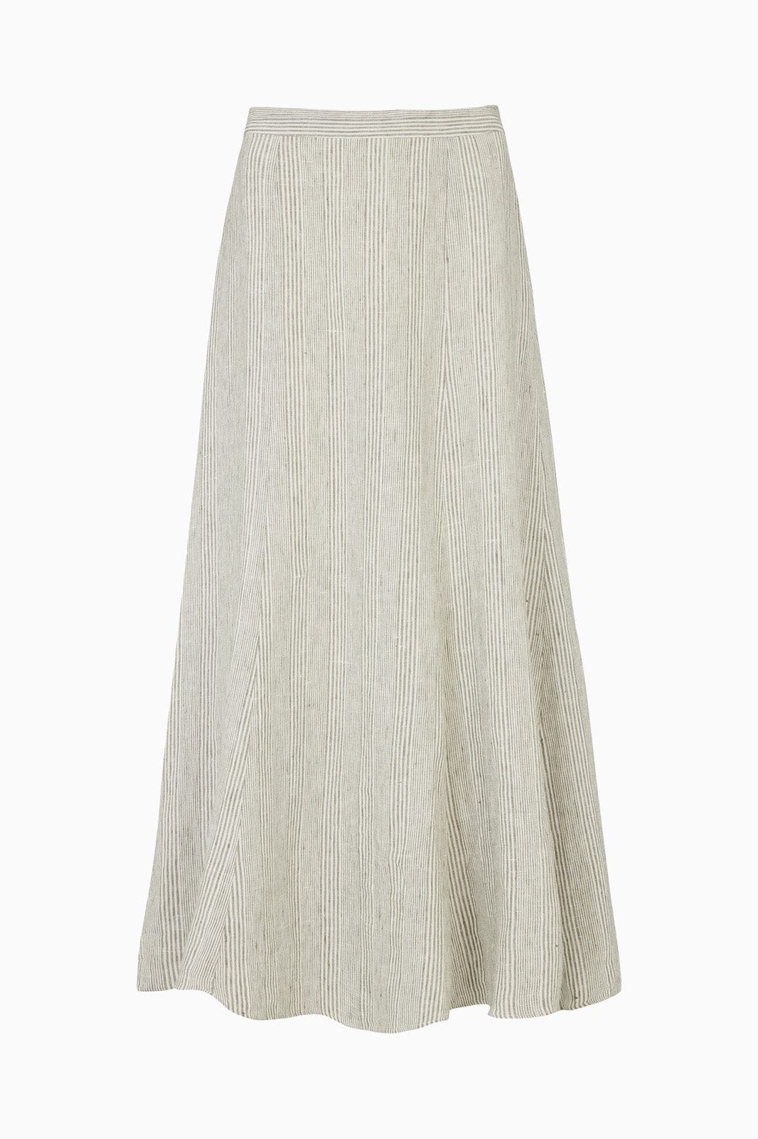 arkitaip Skirts The Arabella Bias-Cut Maxi Skirt in striped olive green