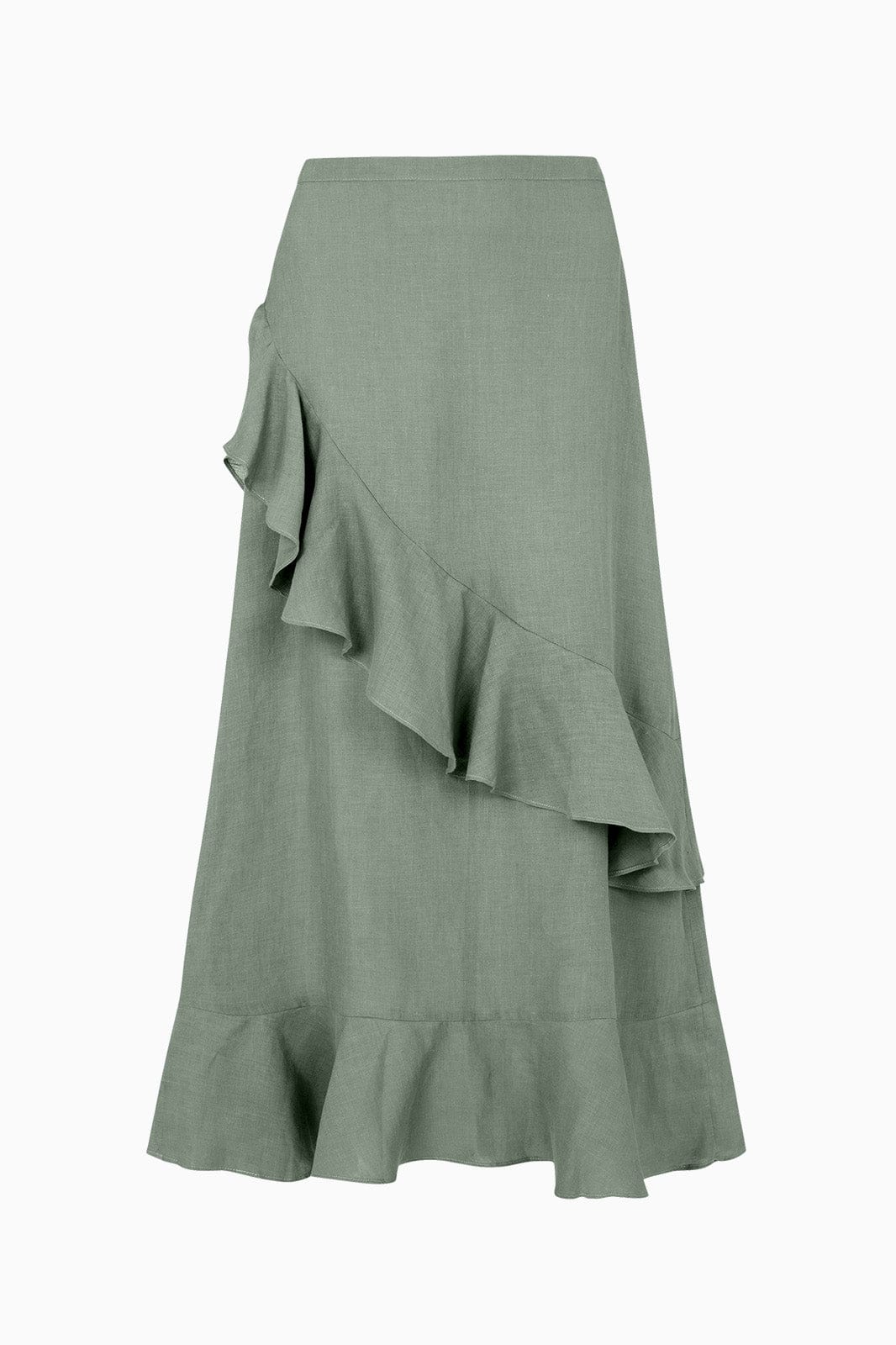 arkitaip Skirts The Carrie Ruffled Maxi Skirt in olive green