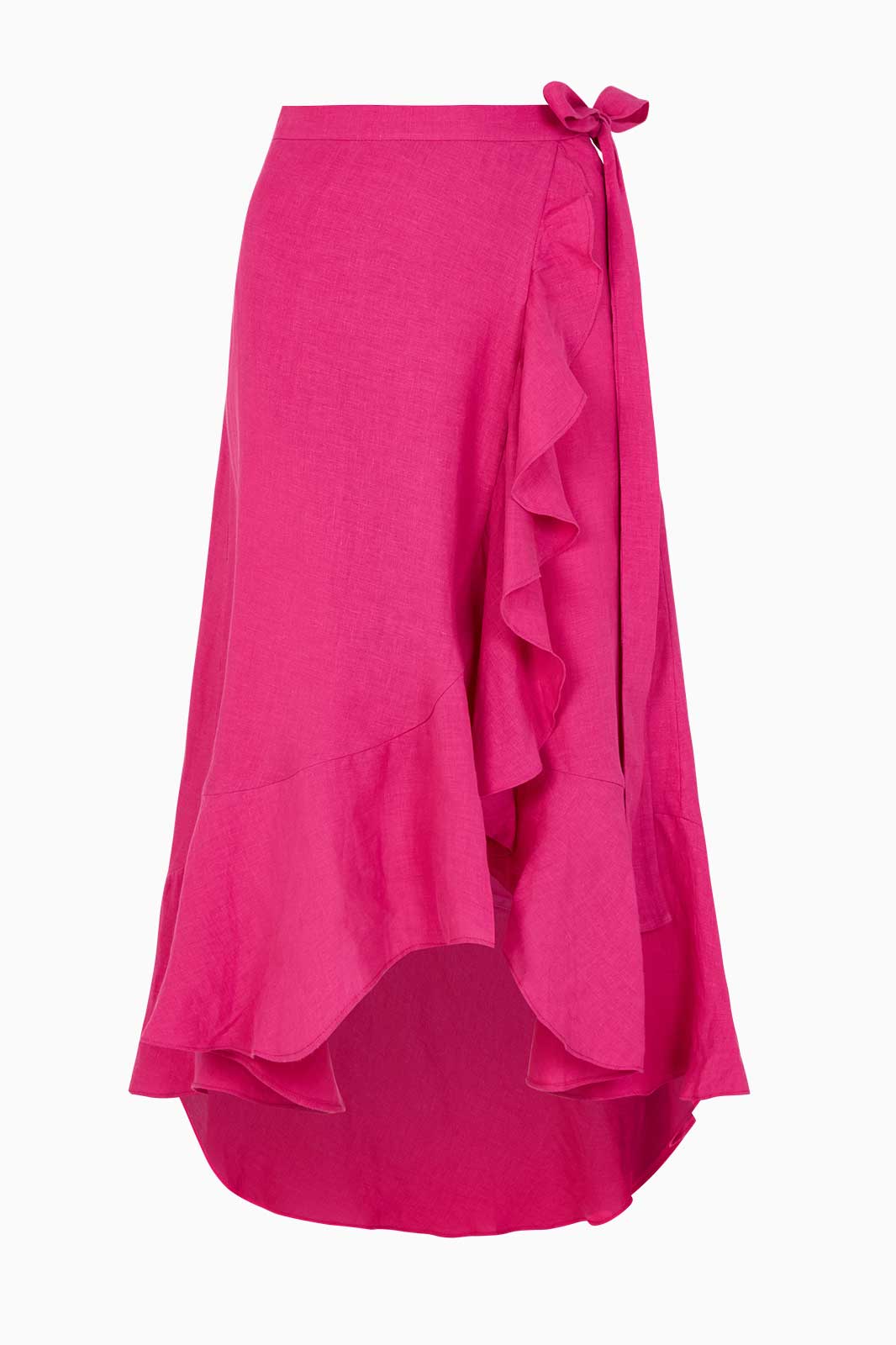 arkitaip Skirts The Catalina Linen Wrap Skirt in hot pink