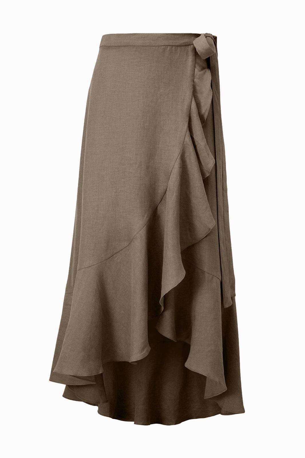 arkitaip Skirts The Catalina Linen Wrap Skirt in mocha