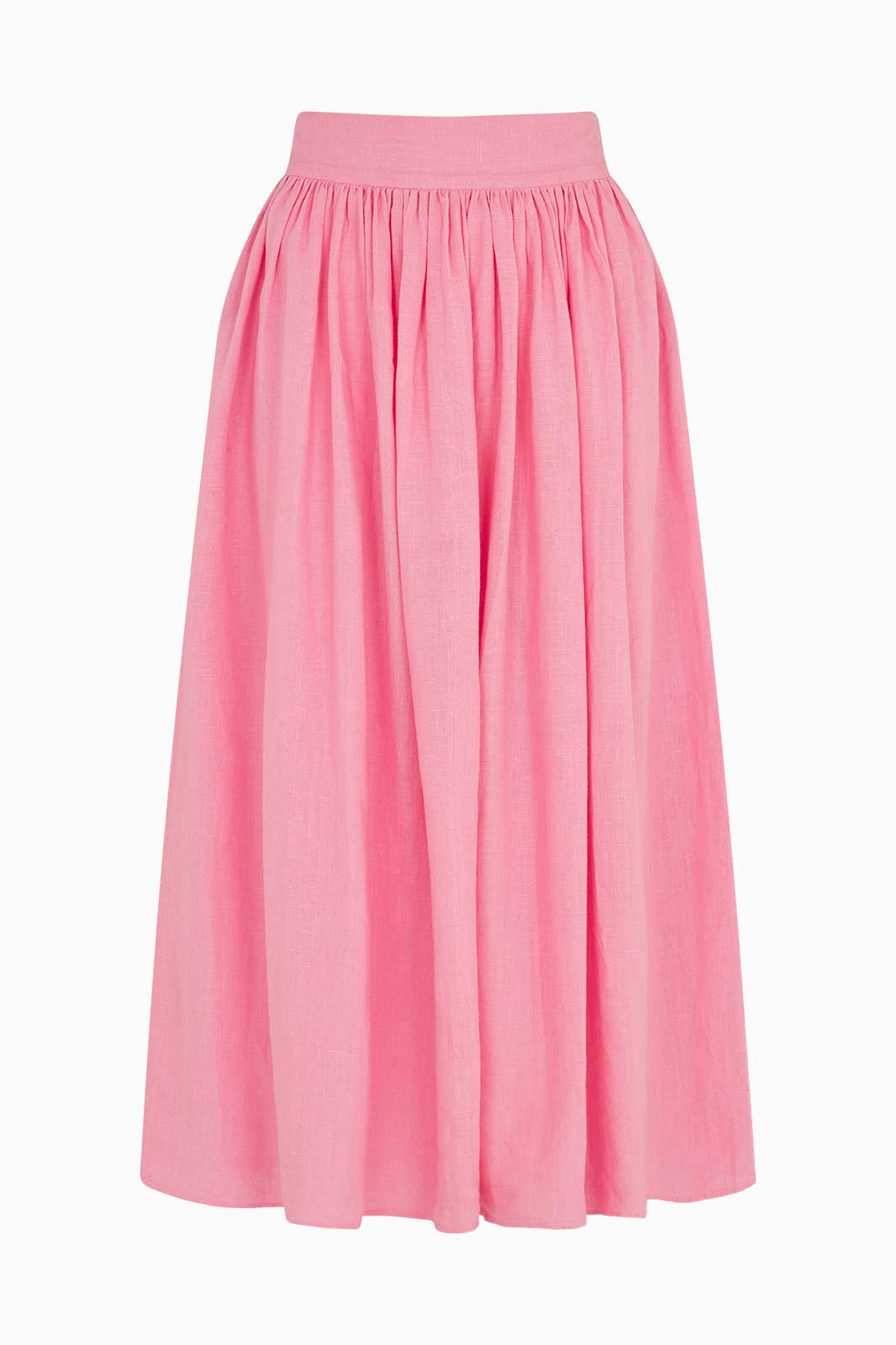 The Paulina Midi Skirt in bubblegum pink