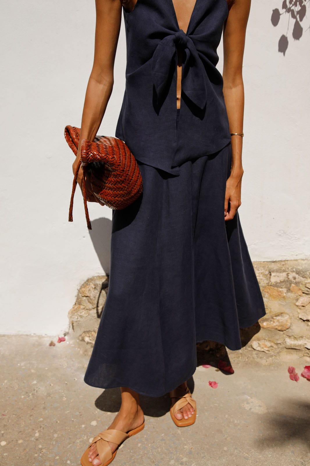 arkitaip Skirts The Poppy Flowing Maxi Skirt in navy blue