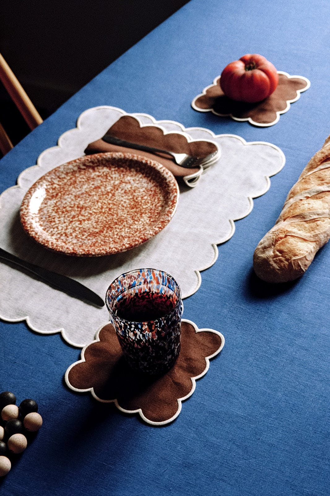 arkitaip Table Linen Mitred Linen Tablecloth in klein blue