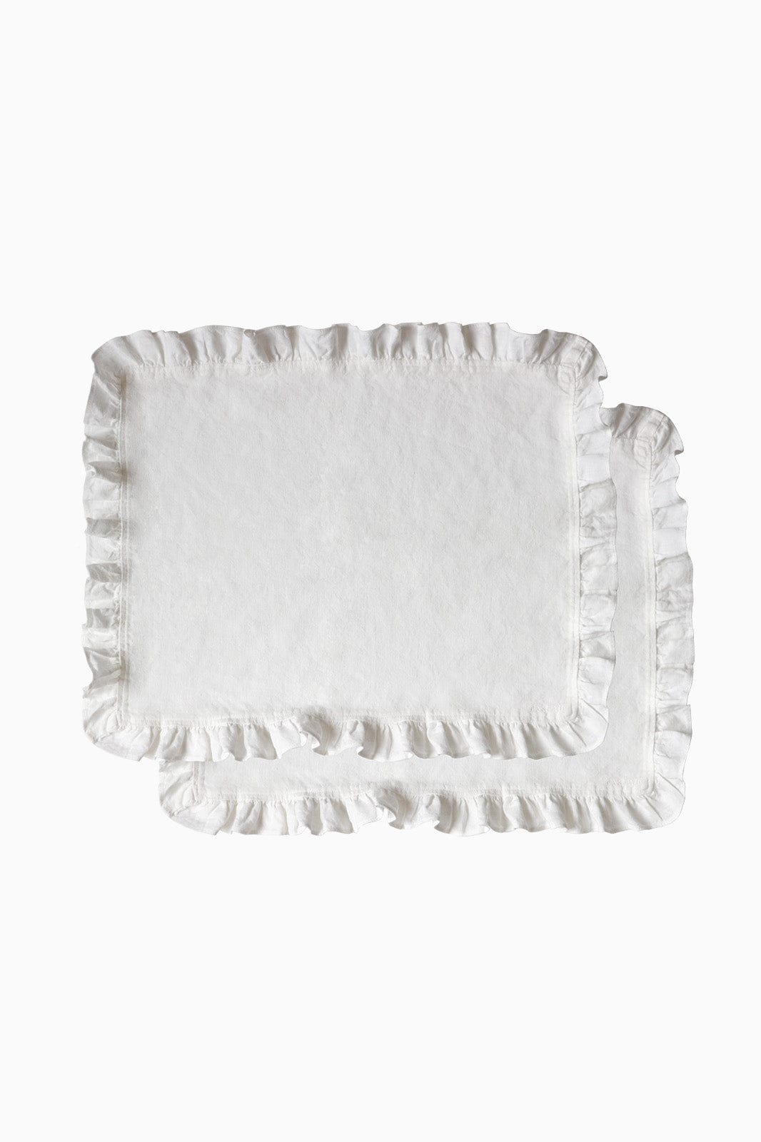 arkitaip Table Sets Off-White Set of Two Ruffled Casita Linen Placemats
