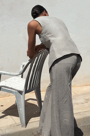 arkitaip The Rosalie Buttoned Vest in oatmeal