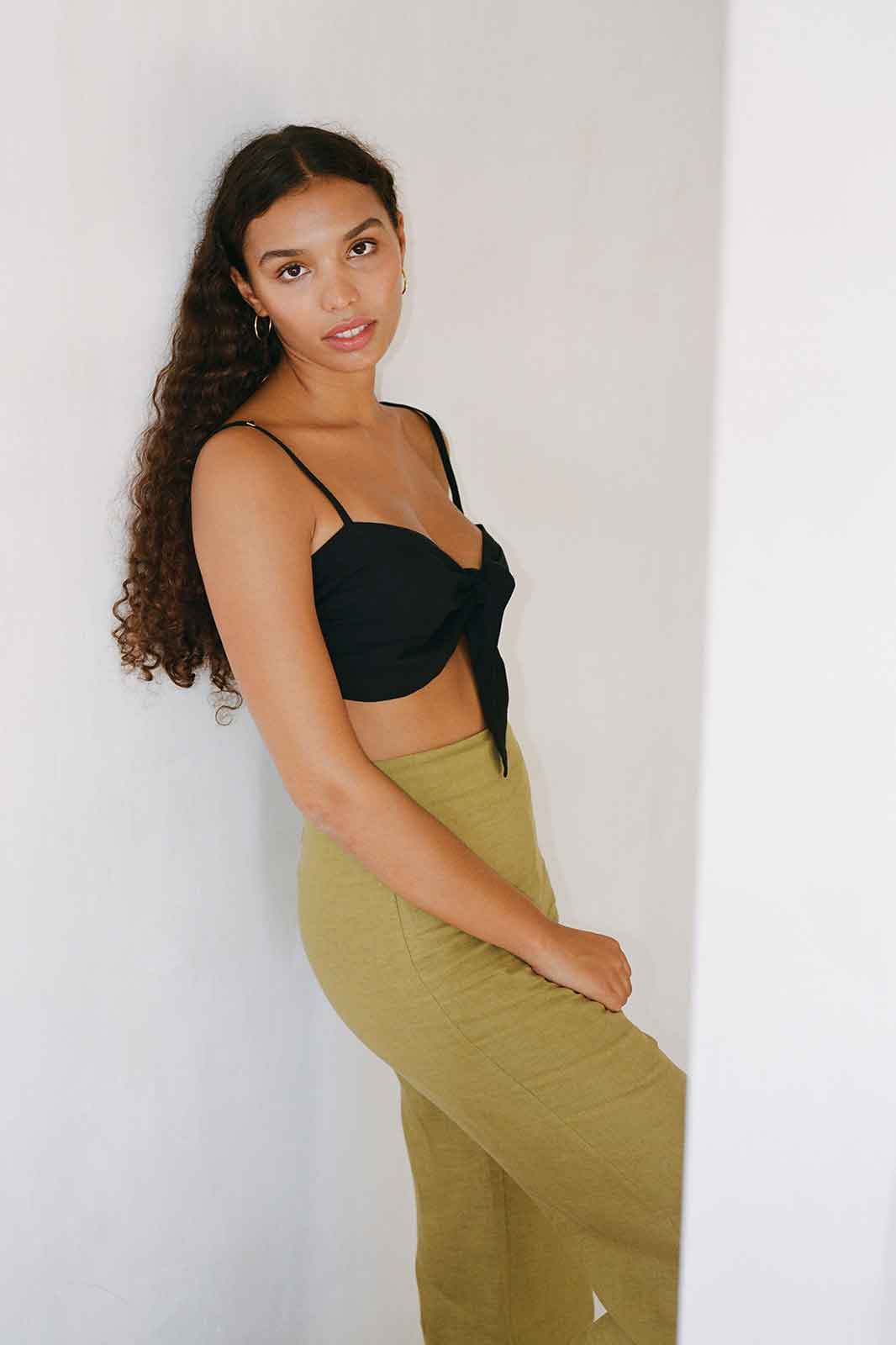 arkitaip Tops One Size / black The Xavi Linen Bandeau Top in black - Sample