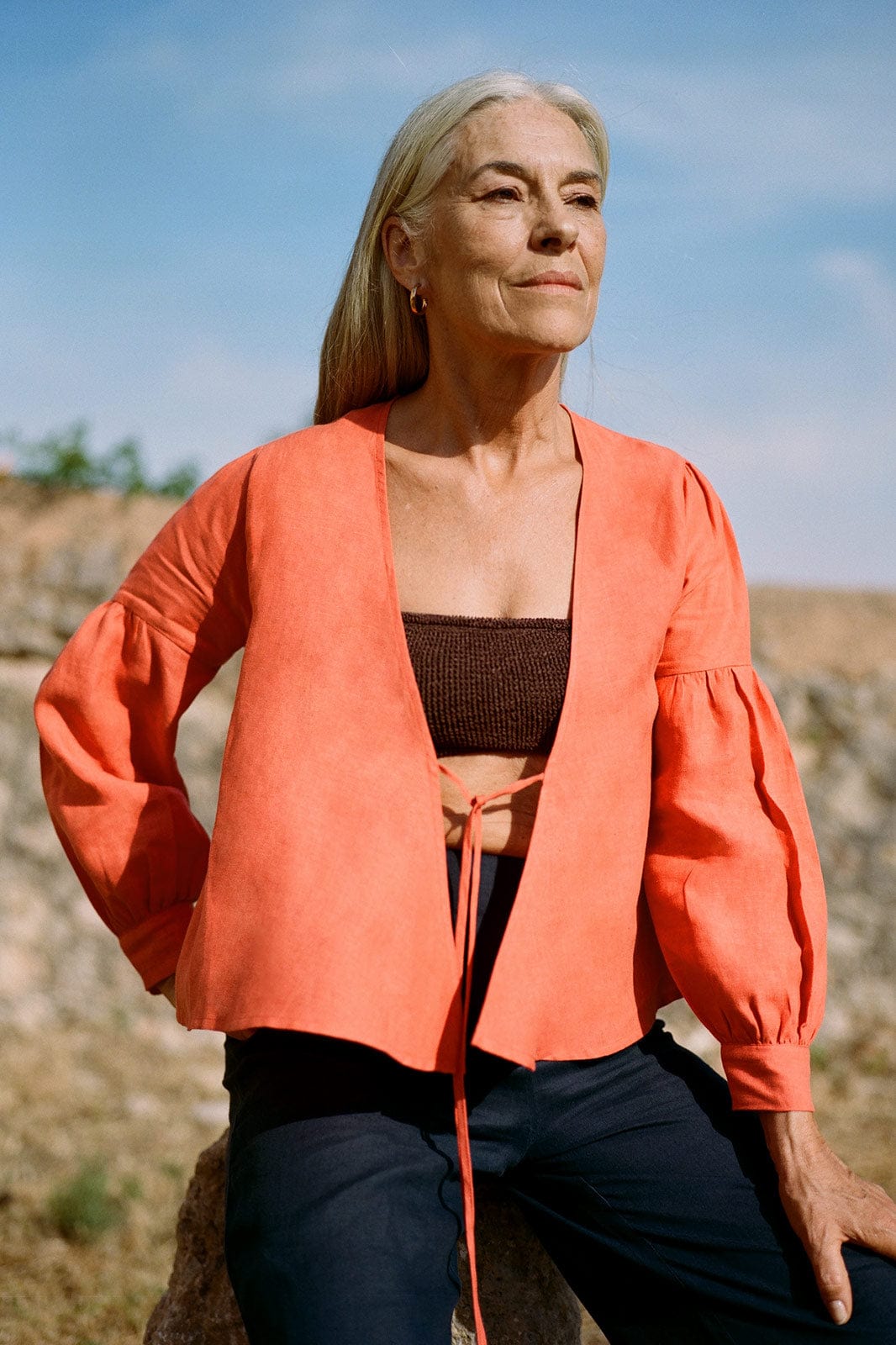 arkitaip Tops S / Coral The Anna Blouse in coral - Sample