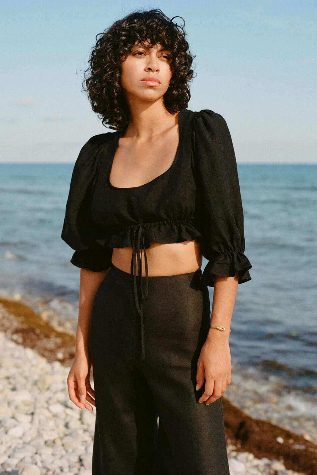 arkitaip Tops The Carla Puffed Sleeves Blouse in black