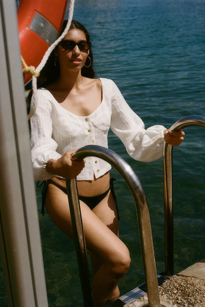 arkitaip - The Carmen Long-Sleeved Bustier Top in off-white | arkitaip