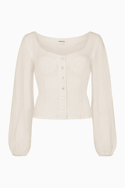 arkitaip - The Carmen Long-Sleeved Bustier Top in off-white
