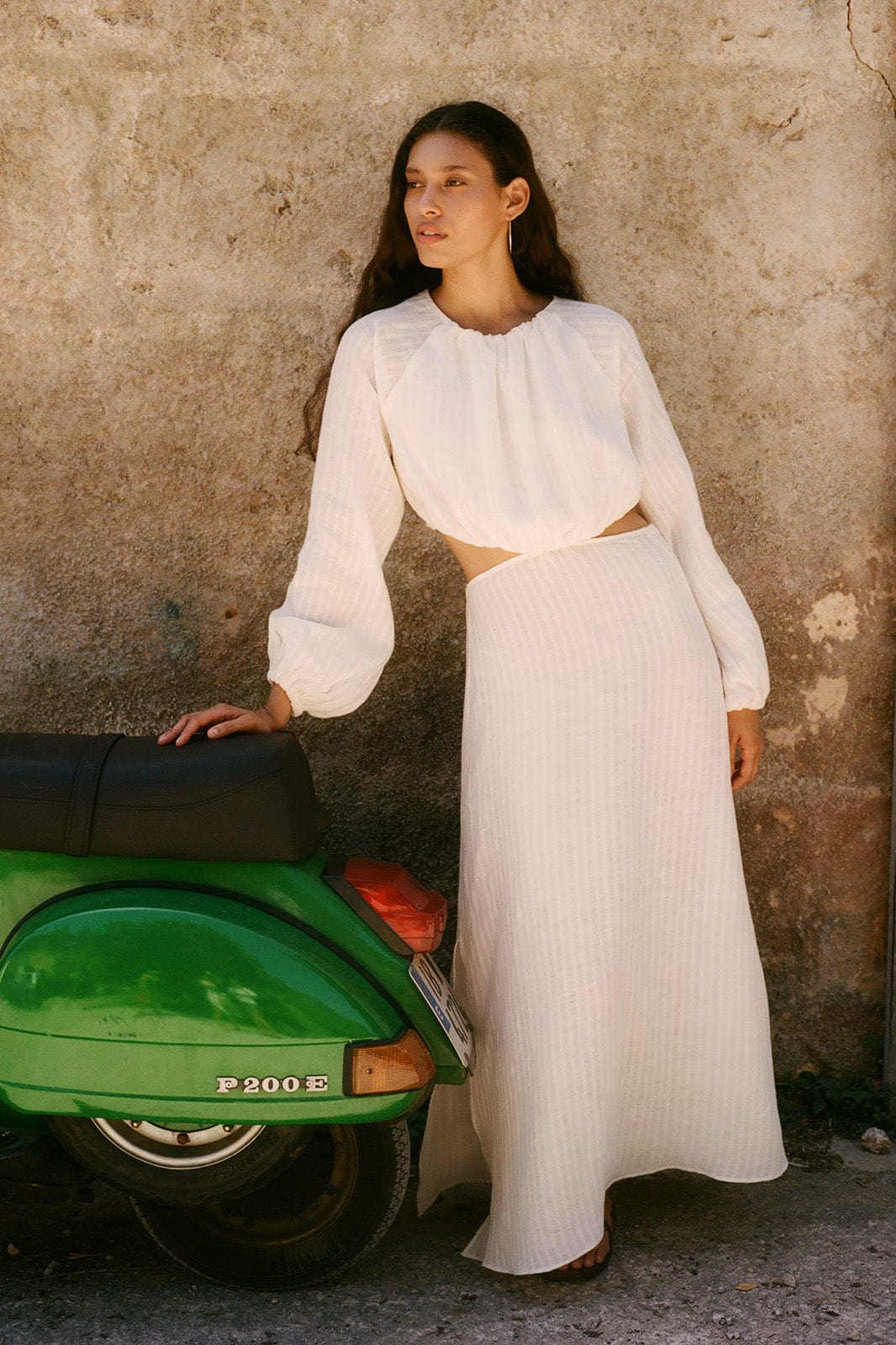arkitaip Tops The Emilia Cut-Out Maxi Dress in off-white