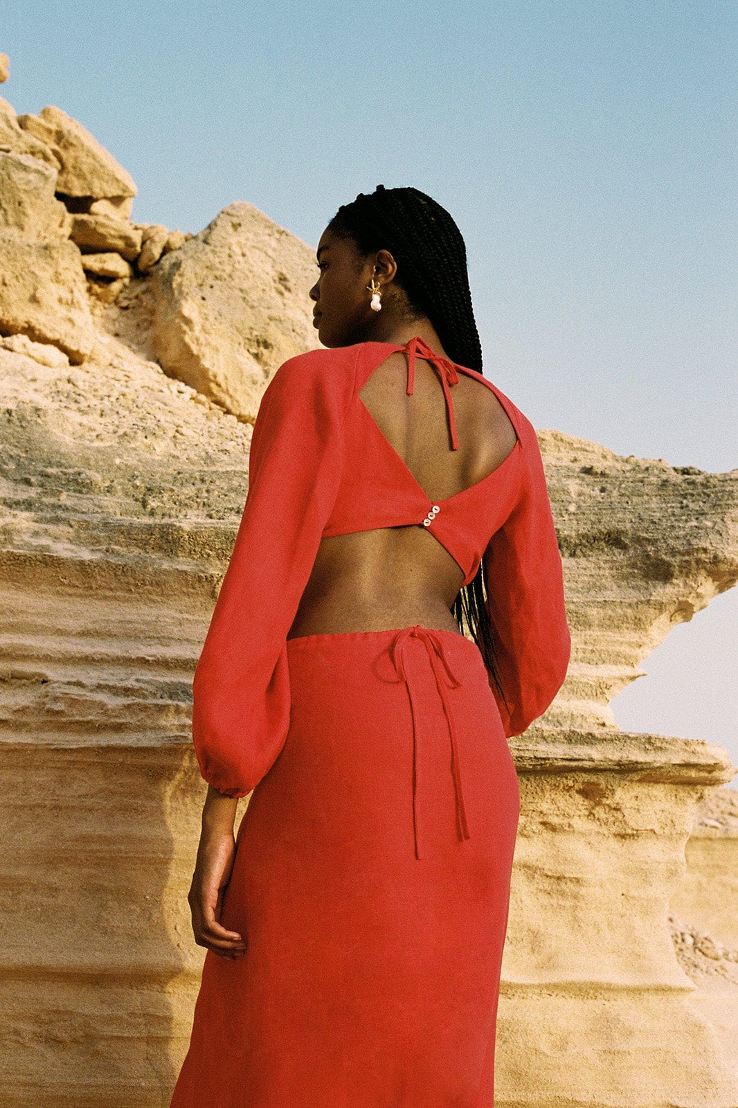 arkitaip Tops The Emilia Cut-Out Maxi Dress in red