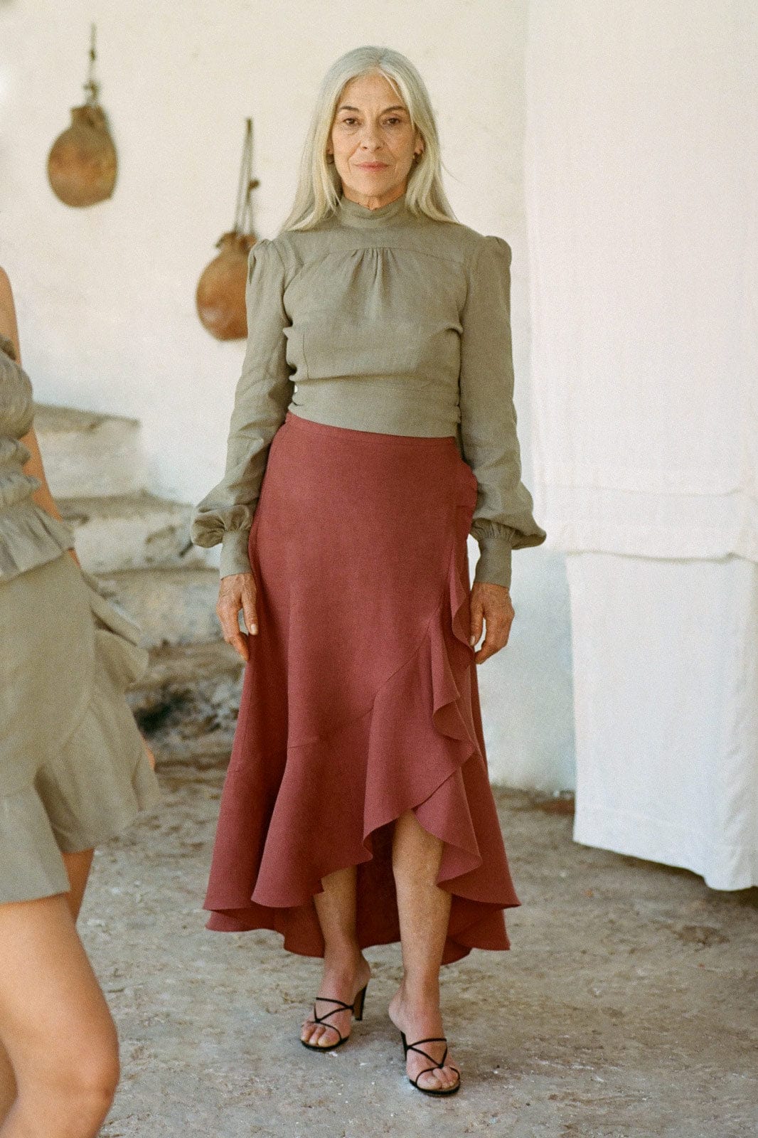 arkitaip Tops The Gabri Linen Wrap Top in taupe - Sample
