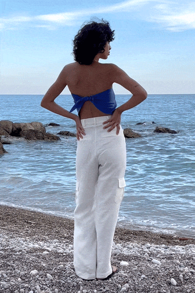 arkitaip Tops The Ida Scarf Top in klein blue