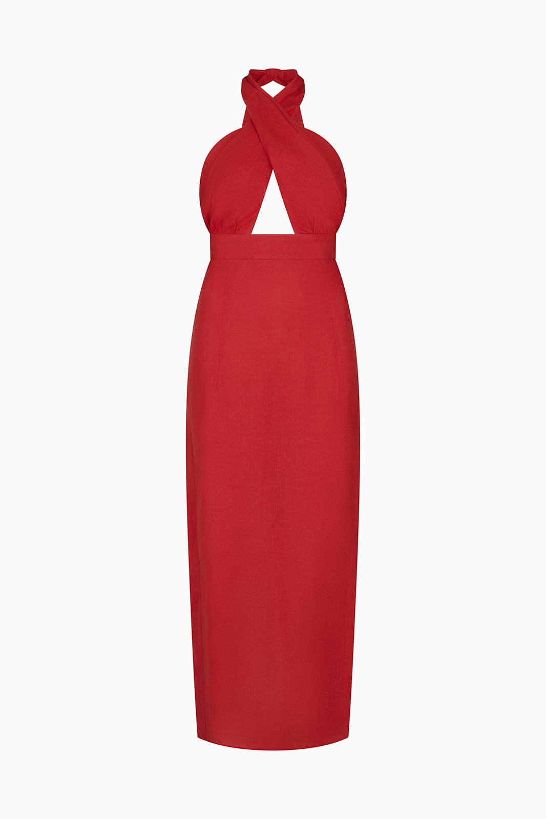 arkitaip Tops The Margot Criss-Cross Halterneck Dress in red