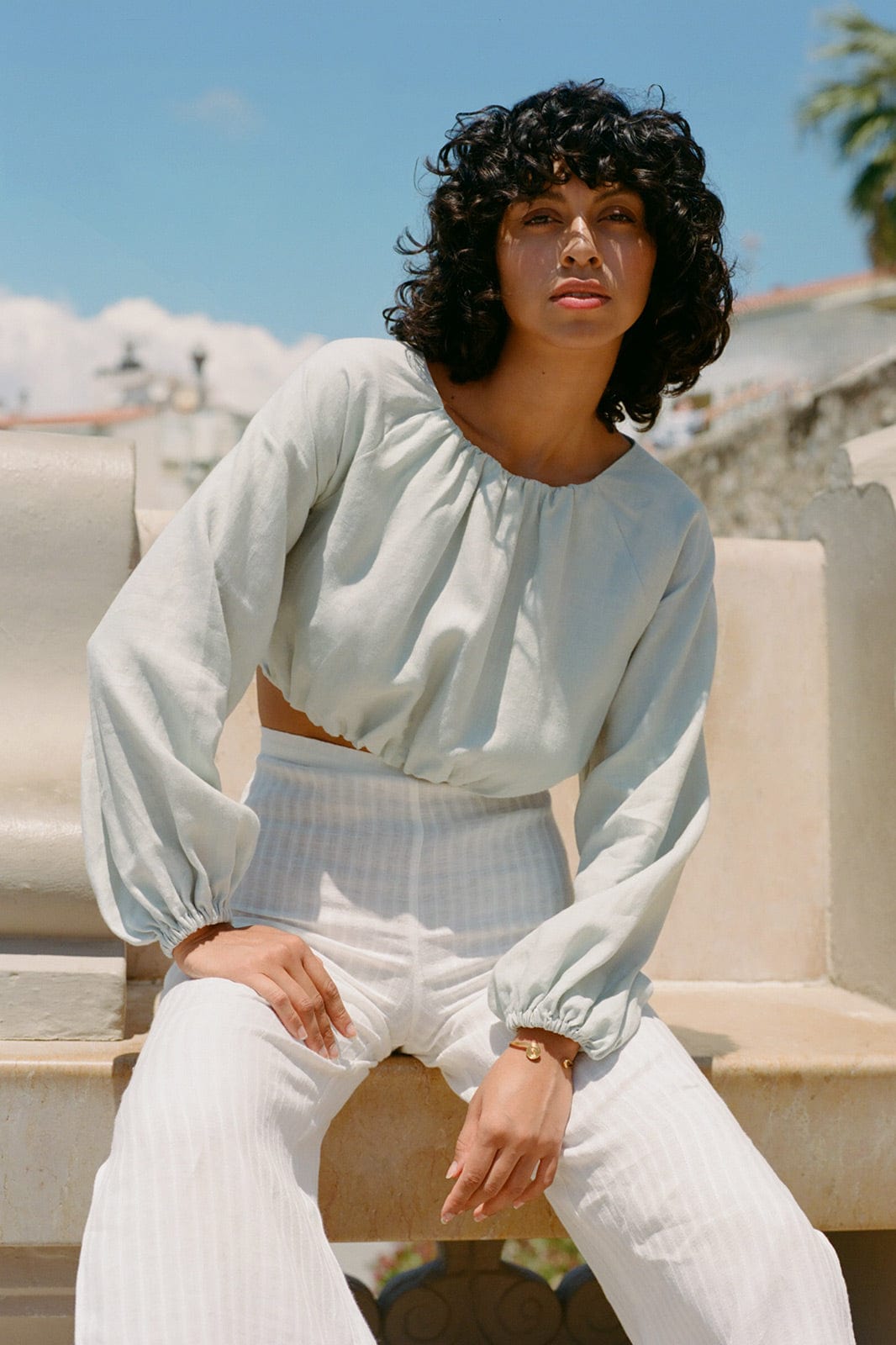 arkitaip Tops The Mia Cropped Blouse in mint