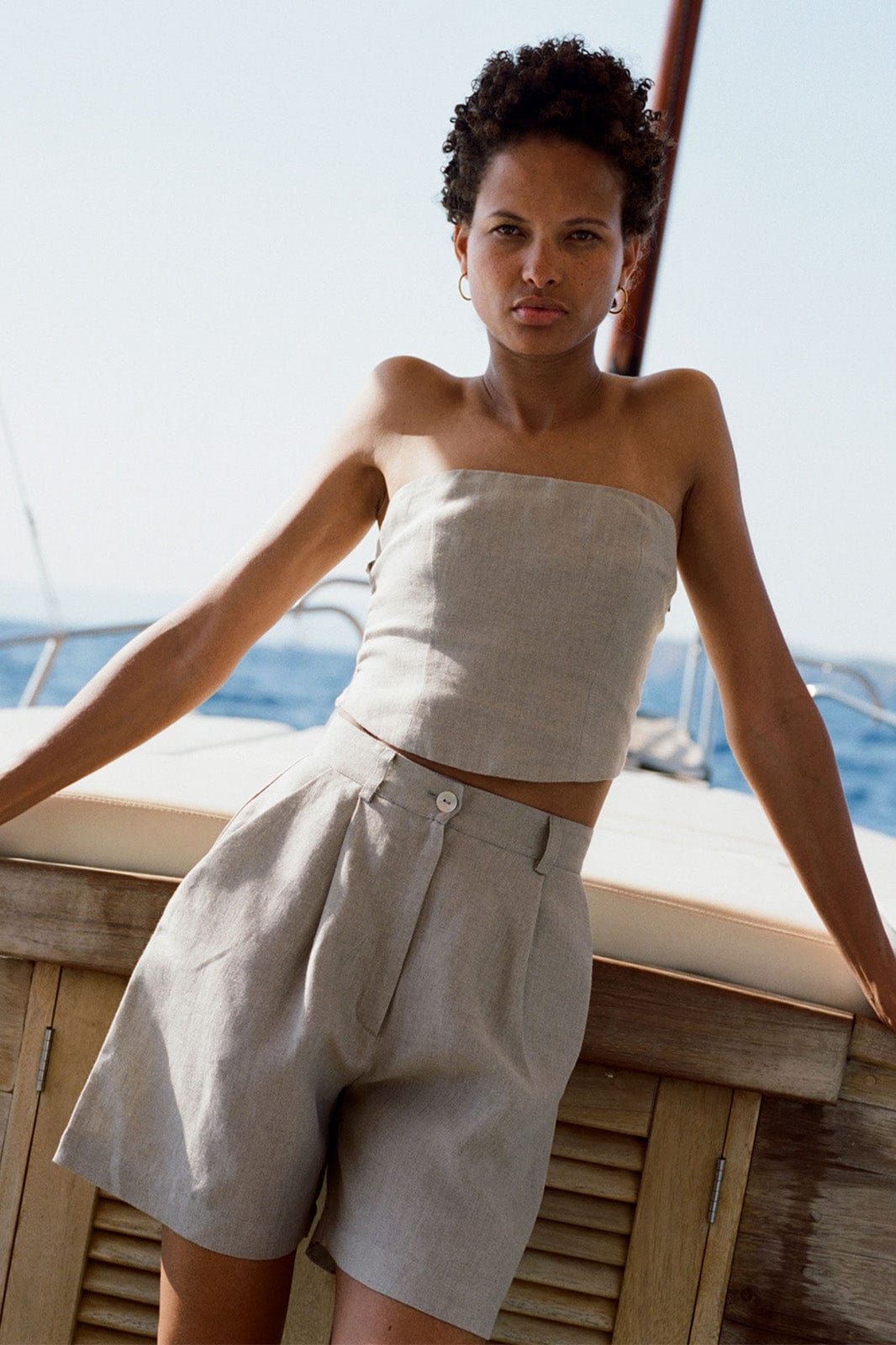arkitaip Tops The Pippa Cropped Bandeau Bustier Top in oatmeal