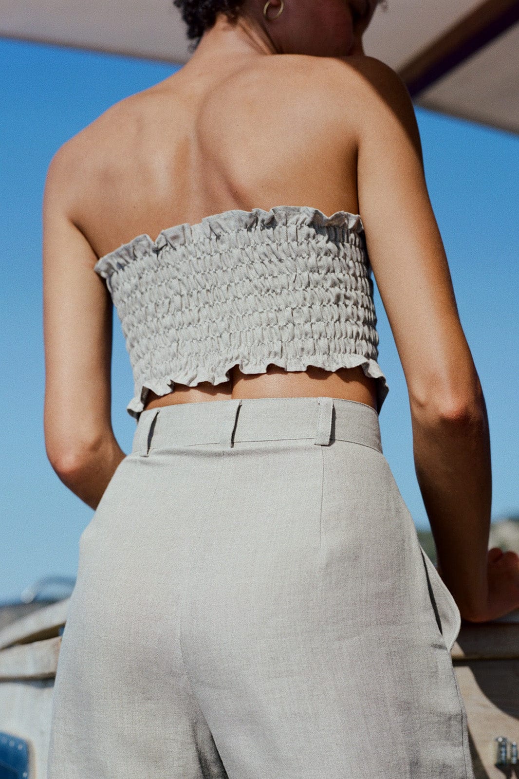arkitaip Tops The Pippa Cropped Bandeau Bustier Top in oatmeal