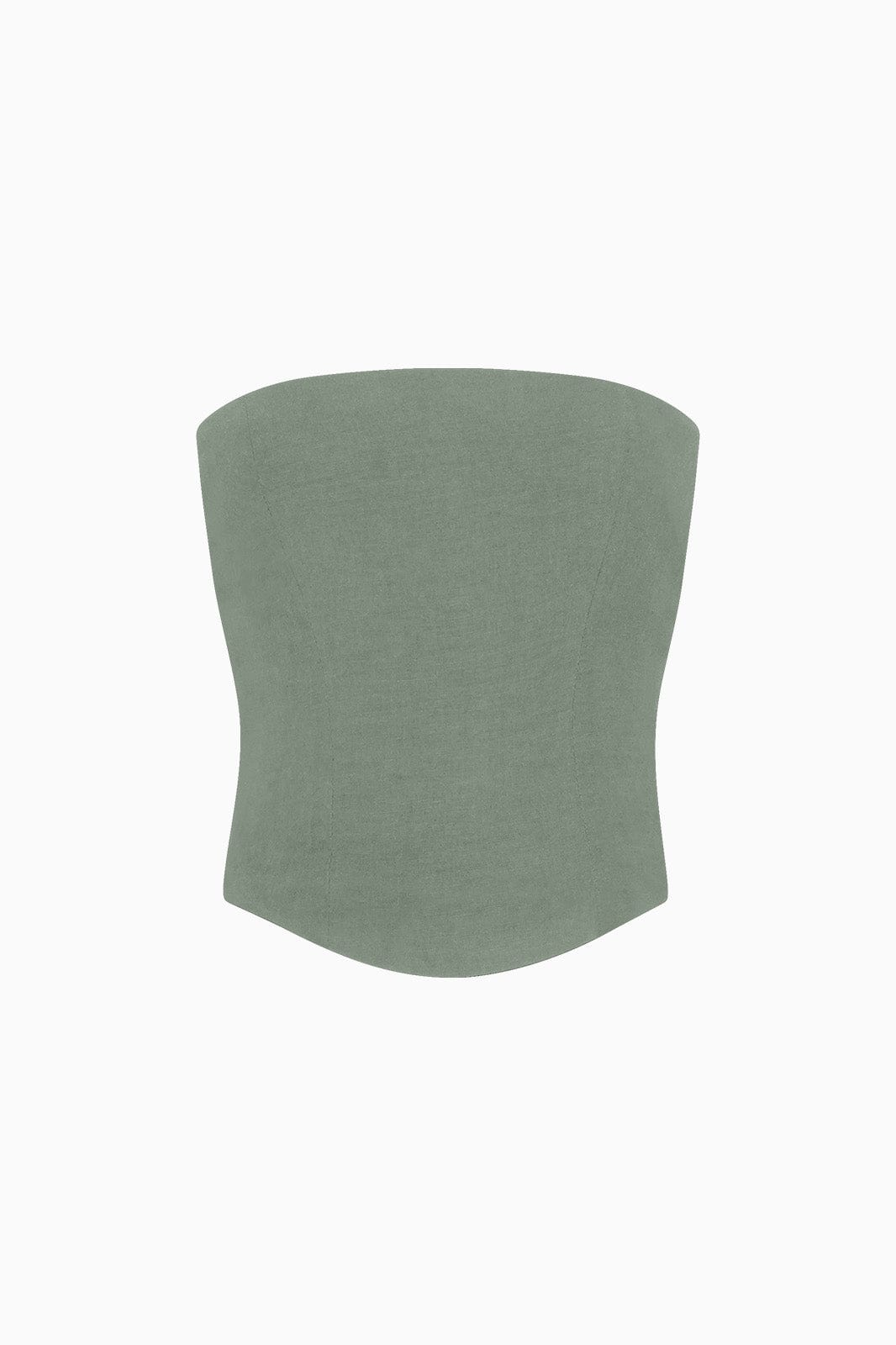 arkitaip Tops The Pippa Cropped Bandeau Bustier Top in olive green