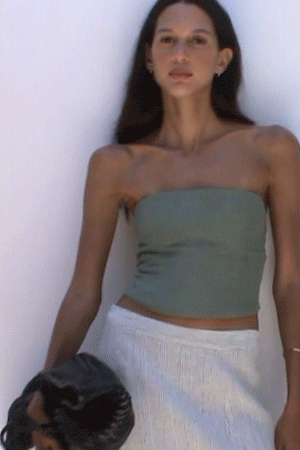 arkitaip Tops The Pippa Cropped Bandeau Bustier Top in olive green