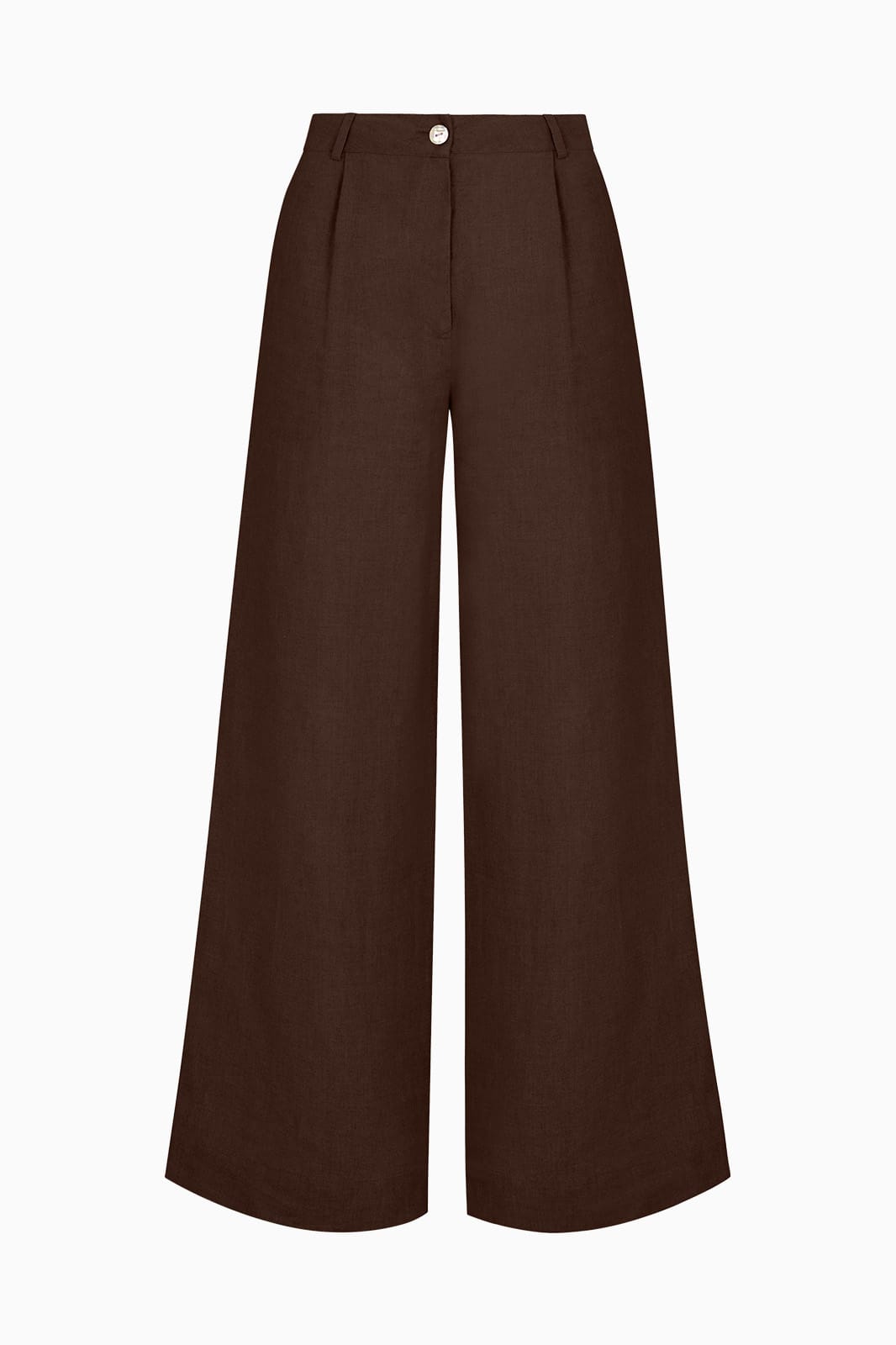 arkitaip Trousers M The Willow Wide-Leg Pleated Linen Trousers in chocolate