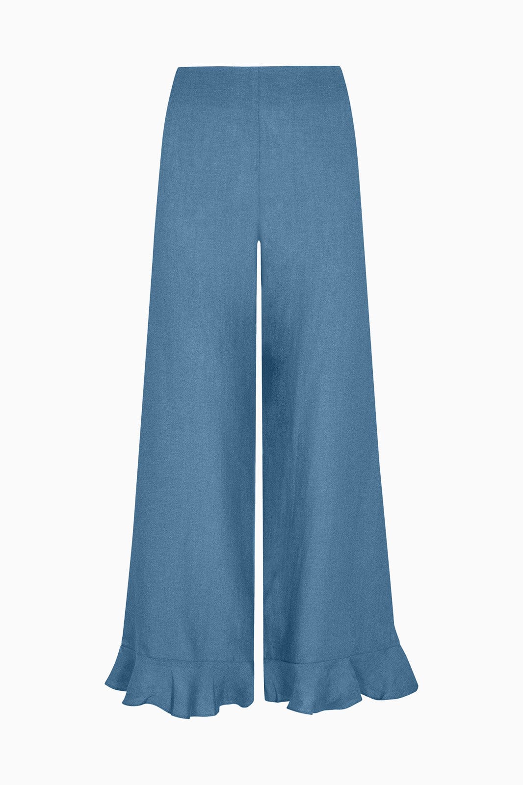 arkitaip Trousers The Clara Ruffled Linen Trousers in poppy blue