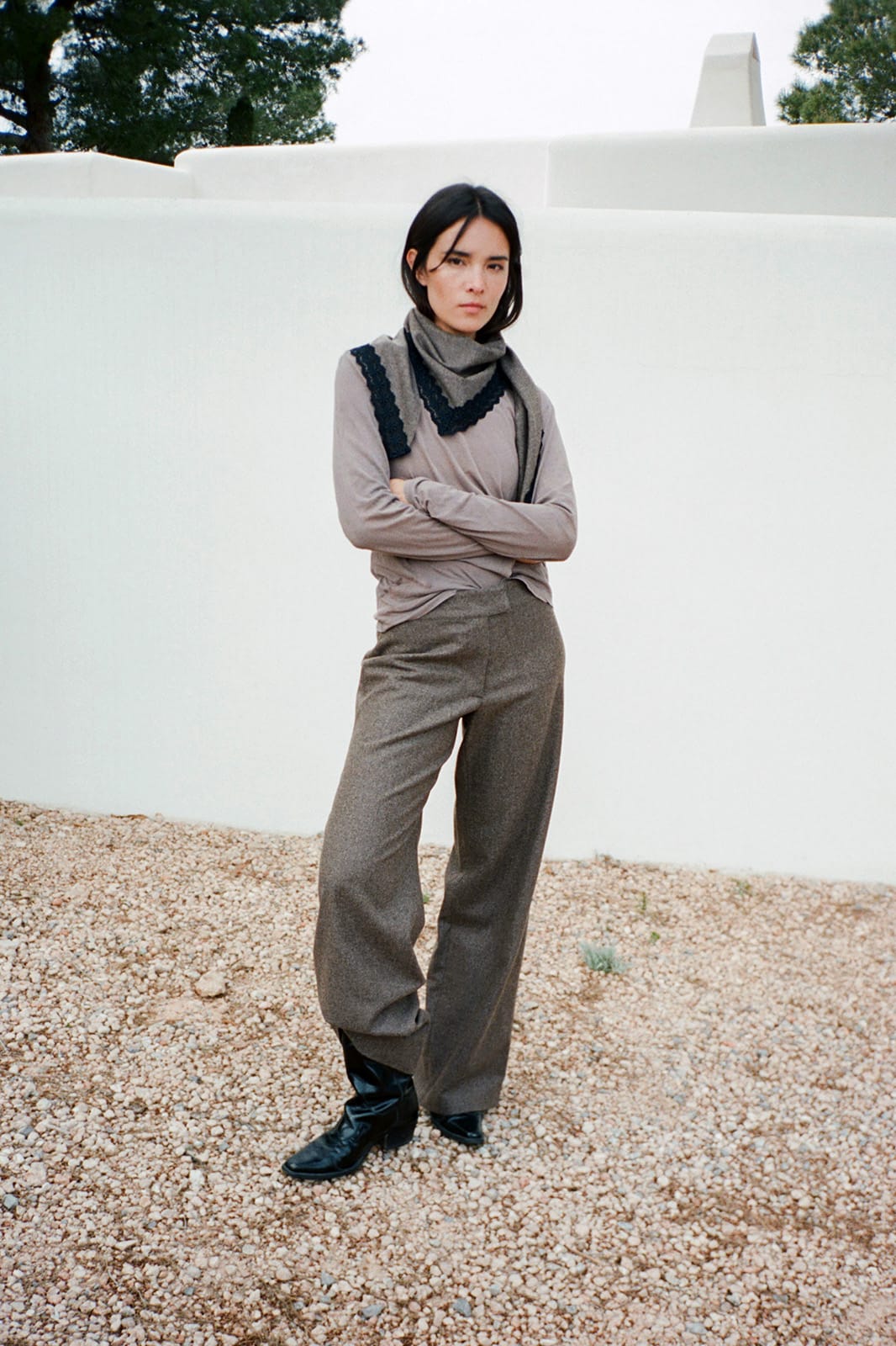 arkitaip Trousers The Cora Cigarette Felted Wool Trousers in mocha