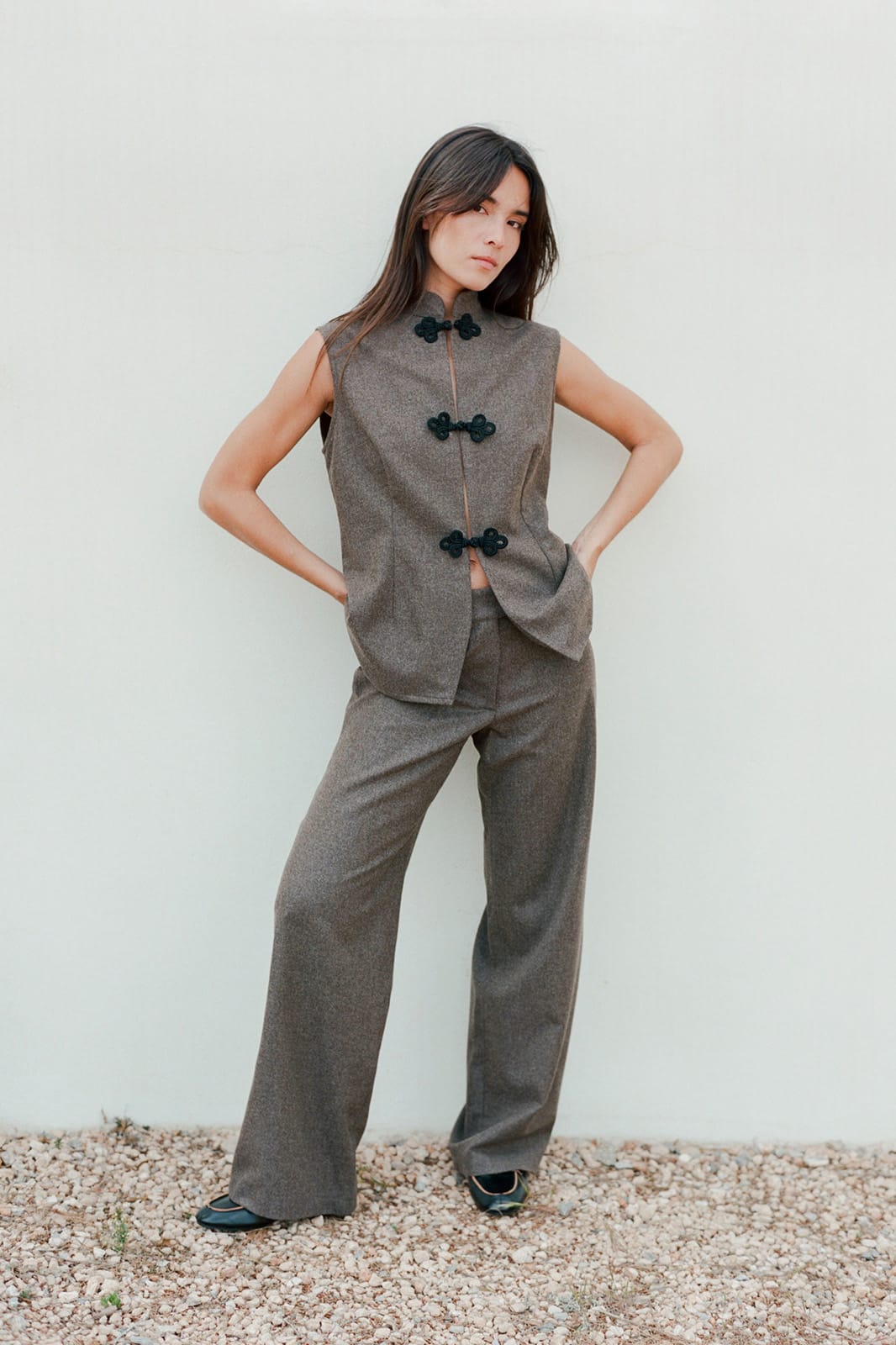 arkitaip Trousers The Cora Cigarette Felted Wool Trousers in mocha