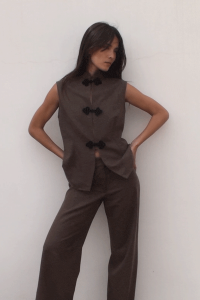 arkitaip Trousers The Cora Cigarette Felted Wool Trousers in mocha
