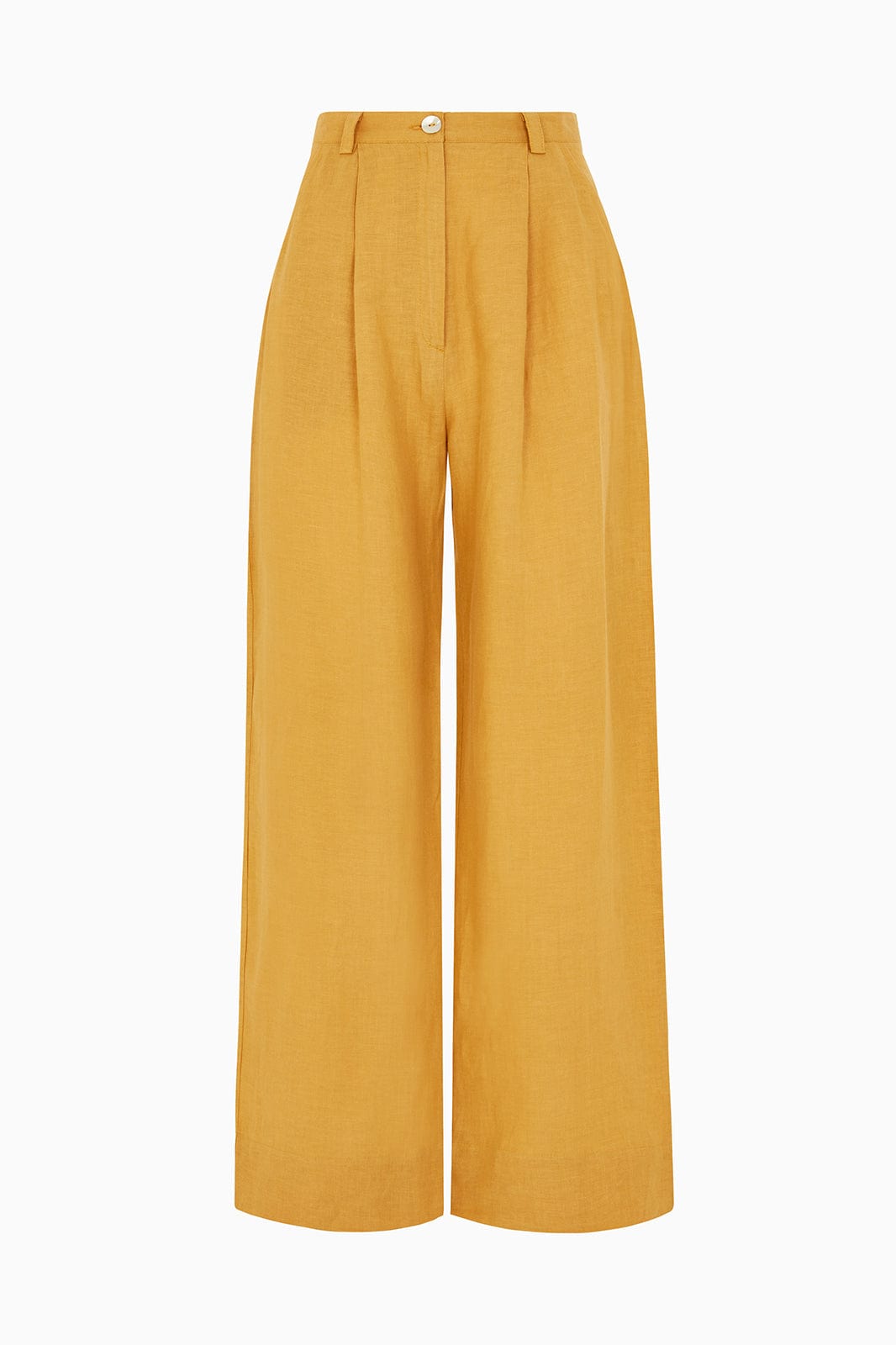Relaxed fit trousers with cotton and linen · Ochre · Dressy | Massimo Dutti