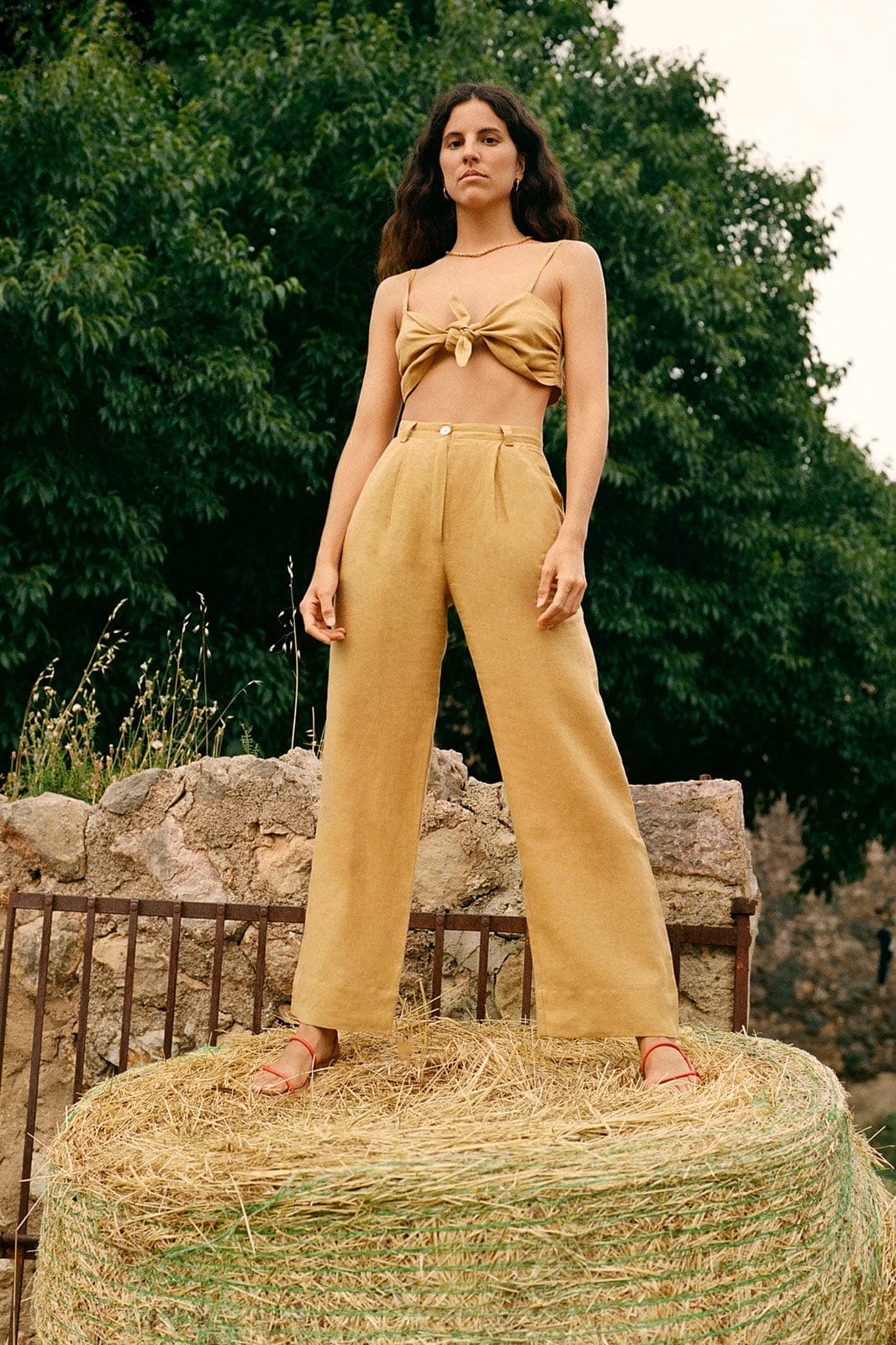 arkitaip Trousers The Wabi Pleated Linen Trousers in ochre - Sample