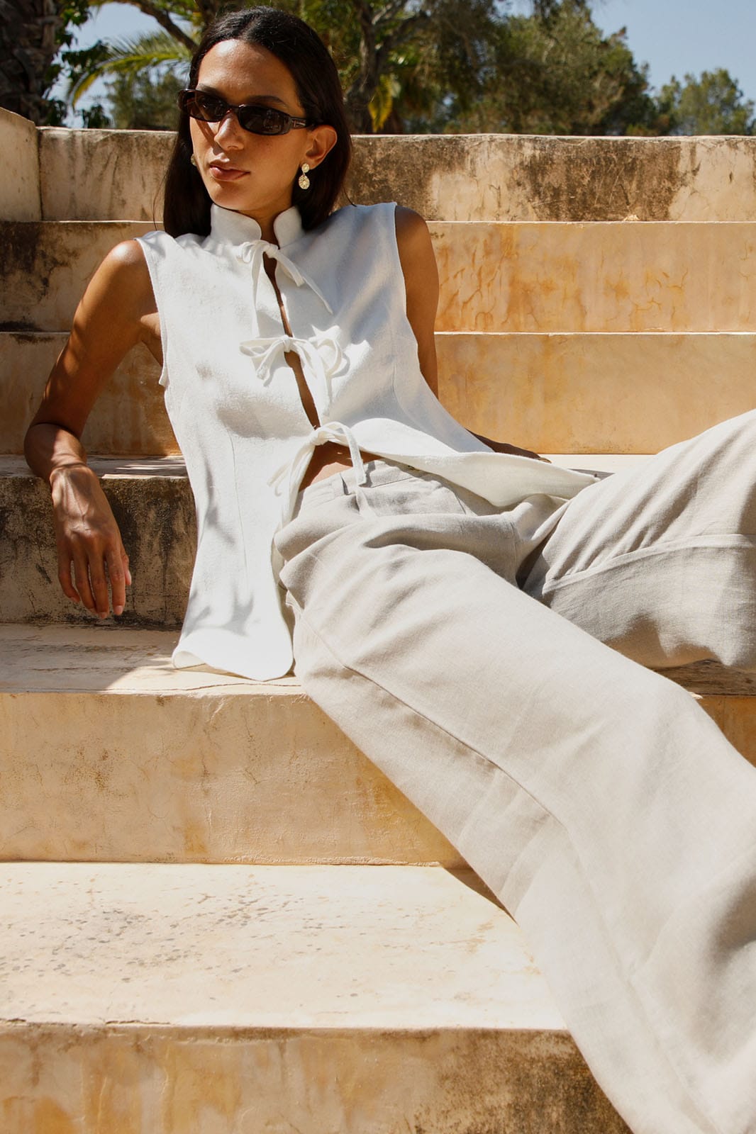 arkitaip Trousers The Willow Wide-Leg Pleated Linen Trousers in oatmeal