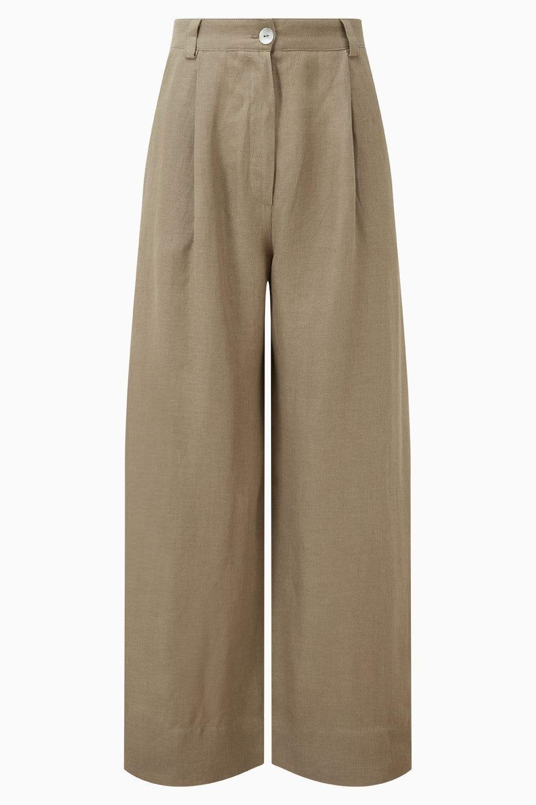 arkitaip Trousers XS The Wabi Pleated Linen Trousers in taupe - Sample