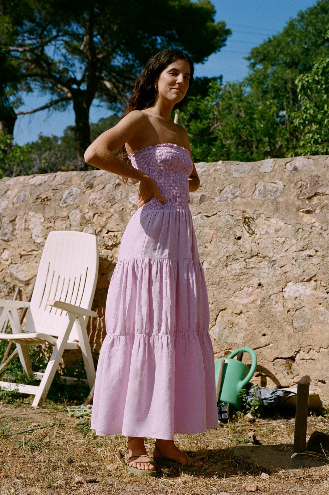 arkitaip Maxi Dresses mocha The Nini Smocked Bustier Dress in lavender