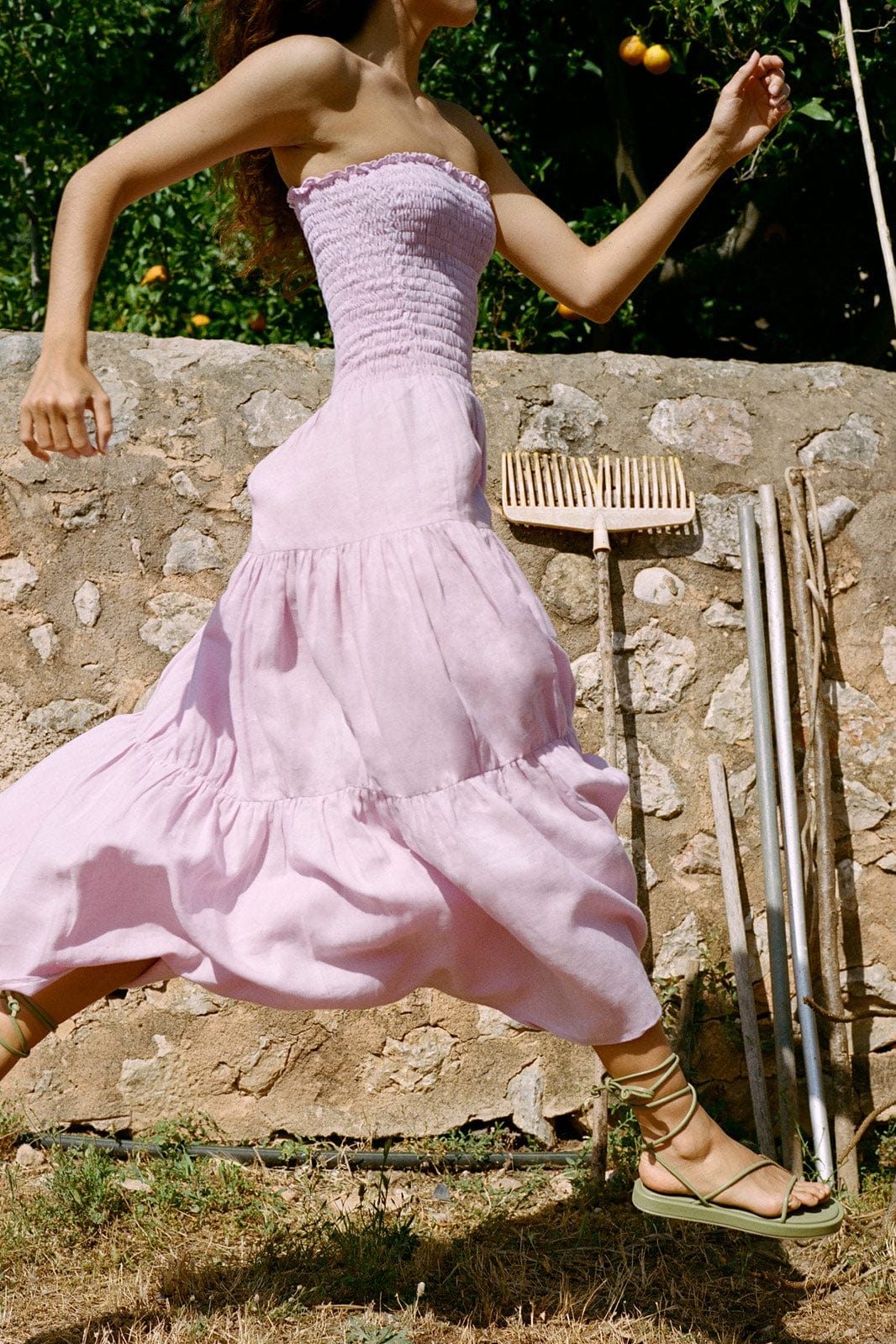 The Nini Smocked Bustier Dress in lavender