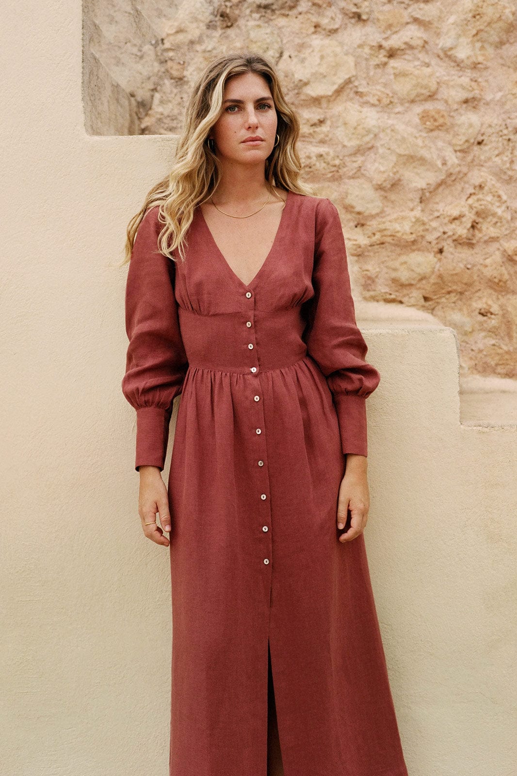 The Tile Club Lucy Cocoon Cardigan & Gertrude Maxi Skirt Navy & Chateau Twill Shirt
