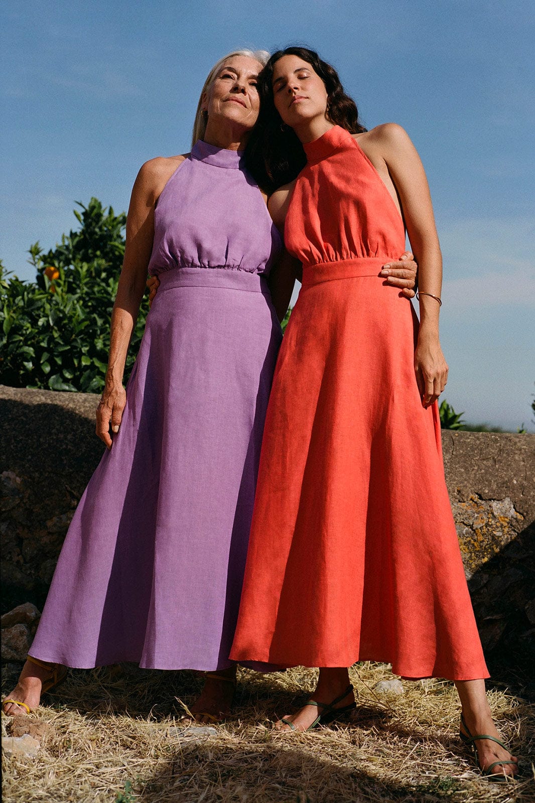 arkitaip Maxi Dresses The Isi Halterneck Dress in coral