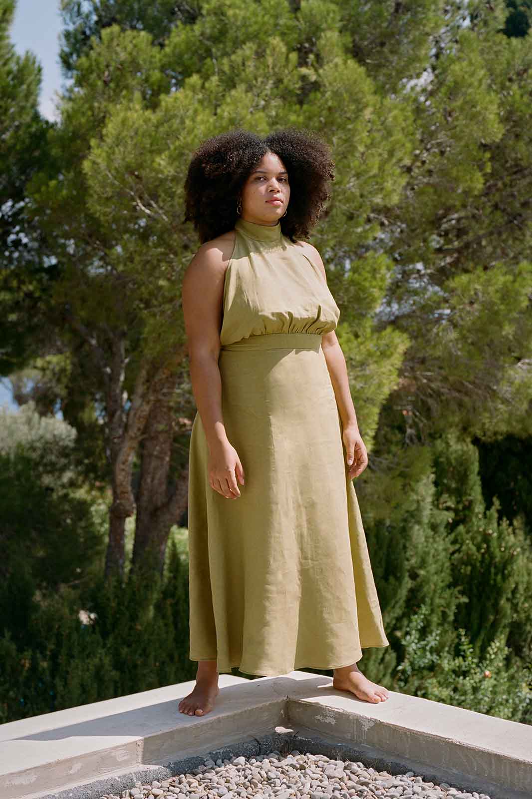 arkitaip Maxi Dresses The Isi Halterneck Dress in Willow Green