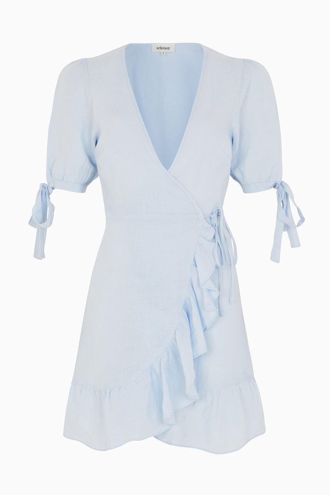 arkitaip Mini Dresses The Catalina Mini Wrap Dress in sky blue