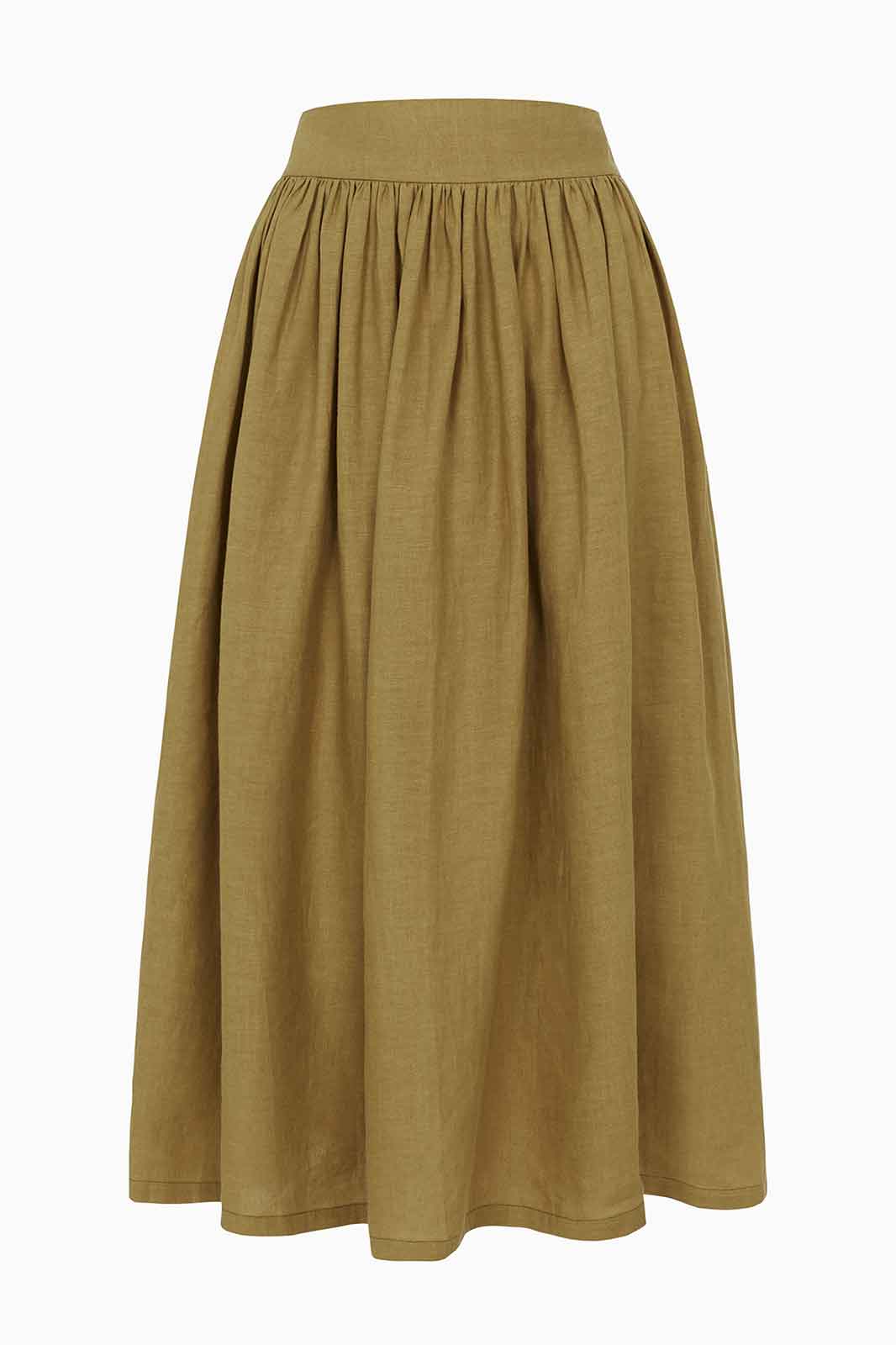 arkitaip Skirts The Paulina Pleated Midi Skirt in Willow Green
