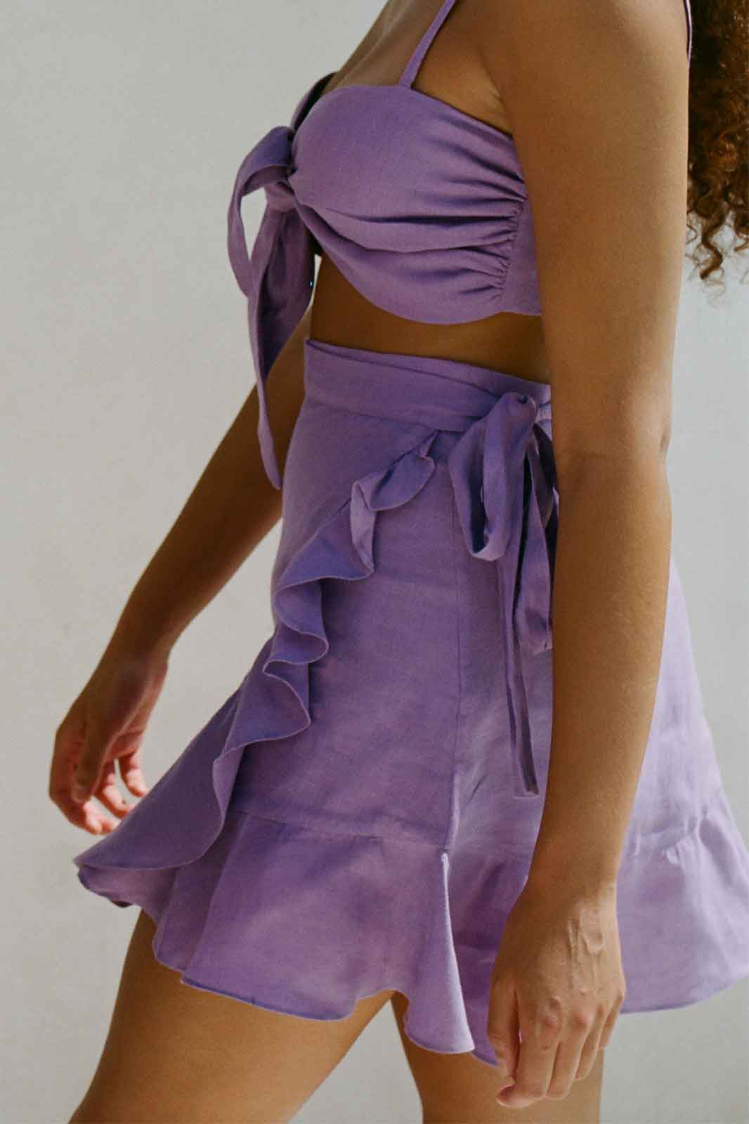 arkitaip Skirts The Sharon Ruffled Mini Skirt in Purple