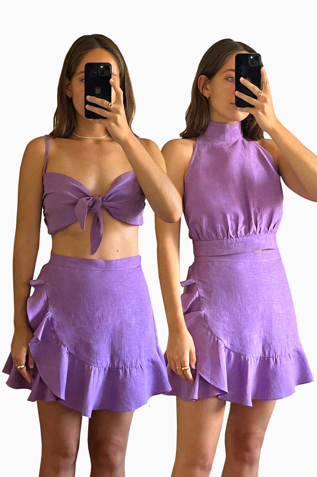 arkitaip Skirts The Sharon Ruffled Mini Skirt in Purple - Archive Sale