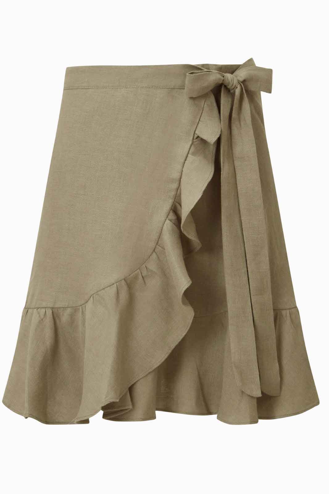 arkitaip Skirts The Sharon Ruffled Mini Skirt in Taupe