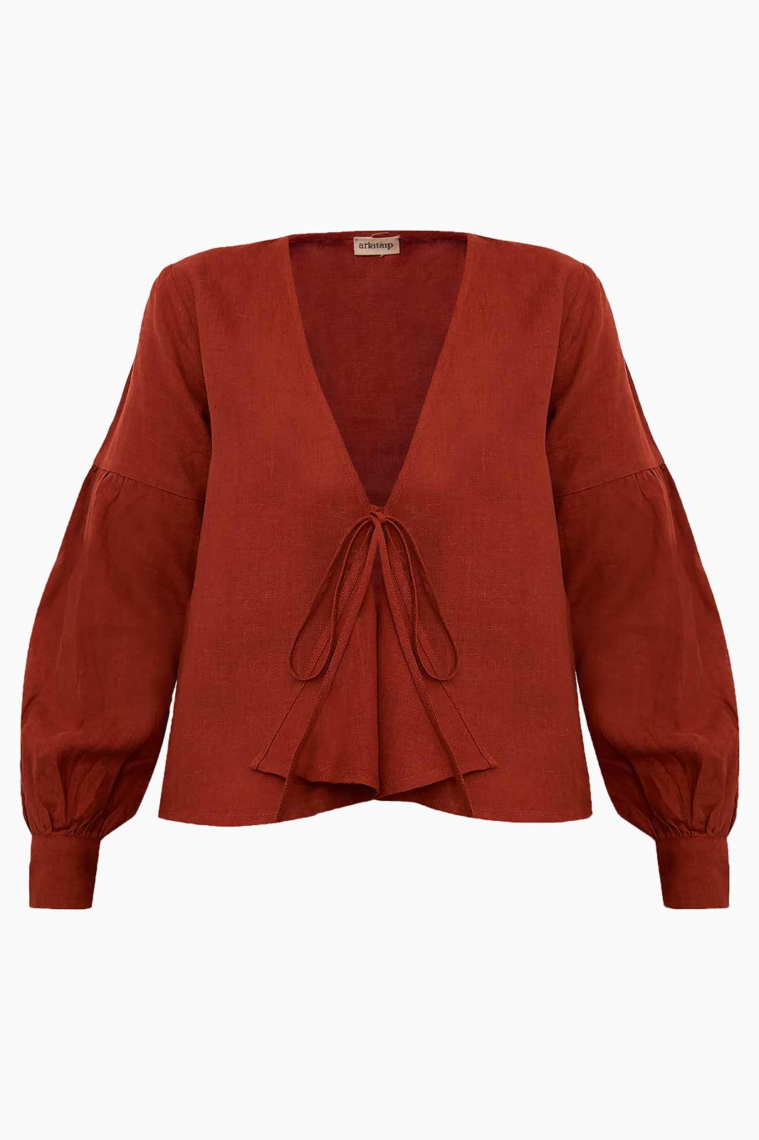 arkitaip Tops The Anna Linen Blouse in Terracotta - Archive Sale