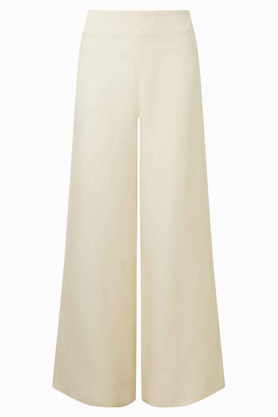 arkitaip Trousers The Clara Flared High-Rise Linen Trousers in Vanilla