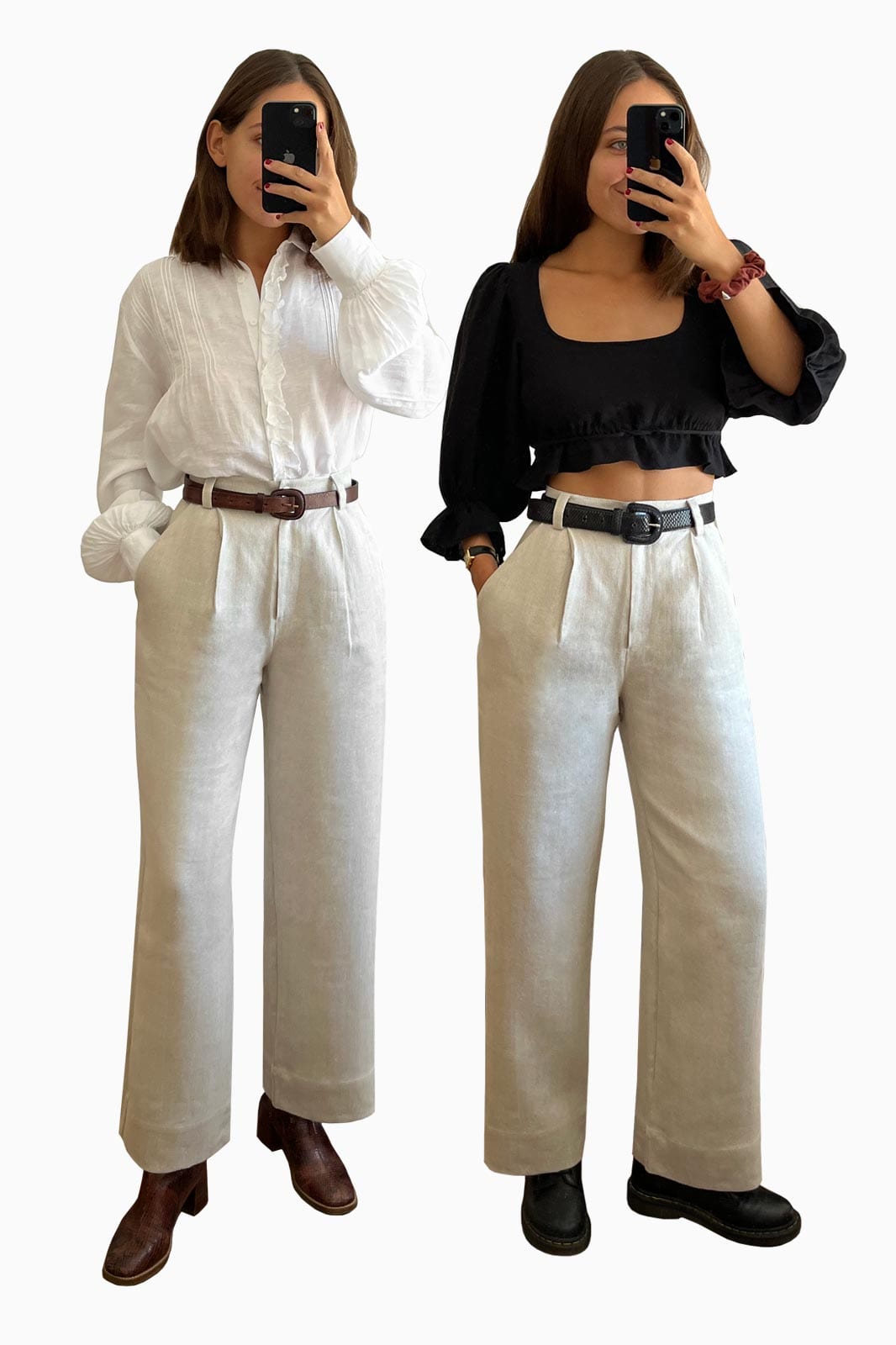 arkitaip Trousers The Wabi Pleated Linen Trousers in Beige Herringbone